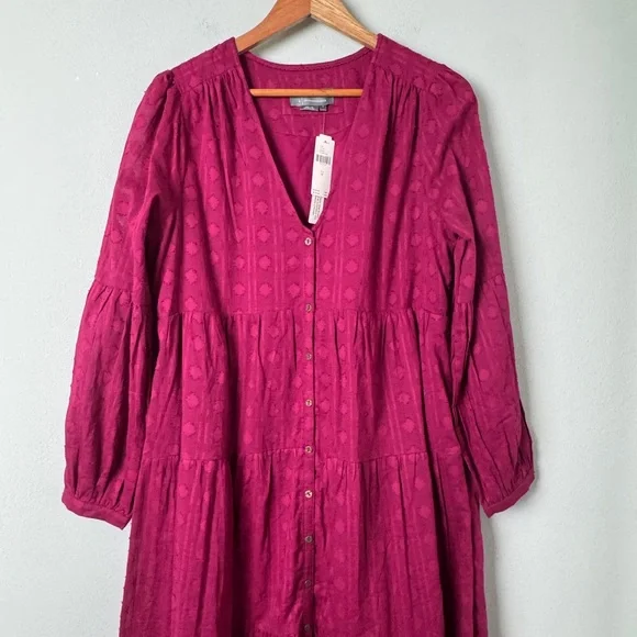 NWT‎ Anthropologie Viola Tiered Button Front Maxi Dress in Plum Size Medium - Picture 4 of 13